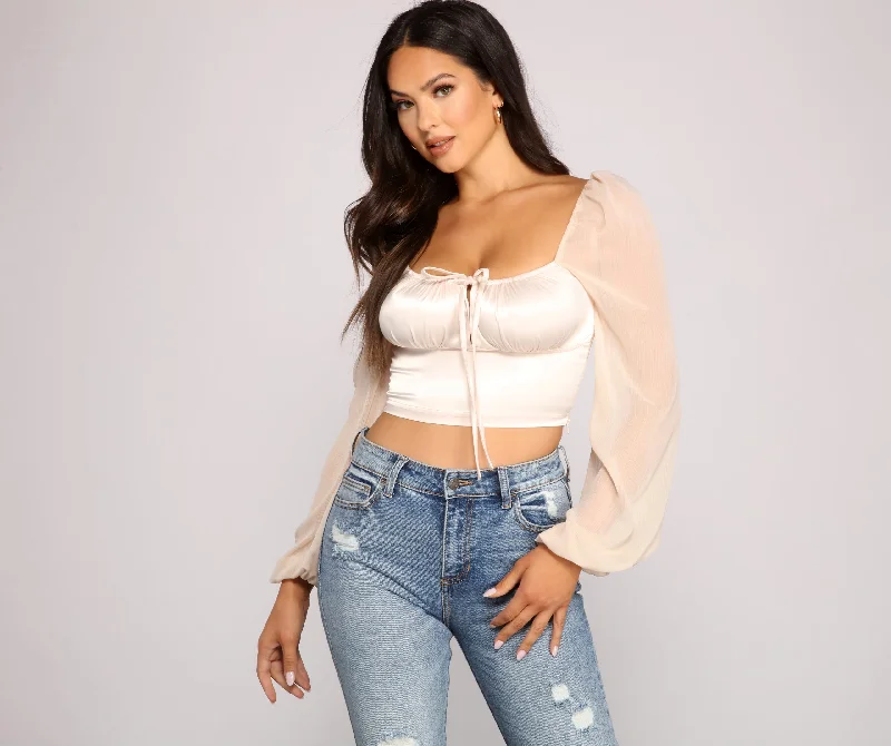 Super Bargain Stylish Sweetheart Satin Crop Top