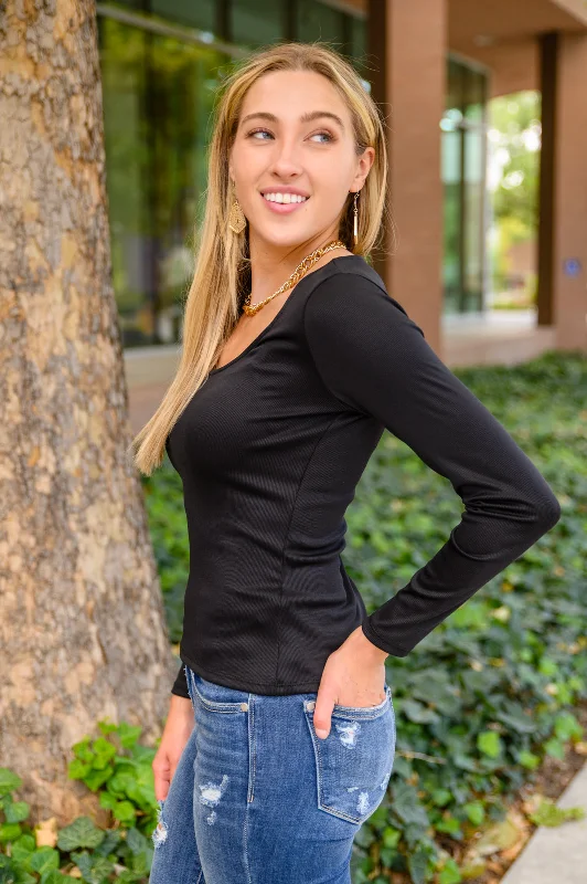 Blowout Deals Can You Believe It Basic Long Sleeve Top In Black