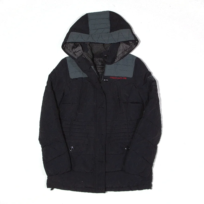 Holiday Sale trendy bomber coatGUESS Insulated Coat Black Hooded Nylon Puffer Womens S