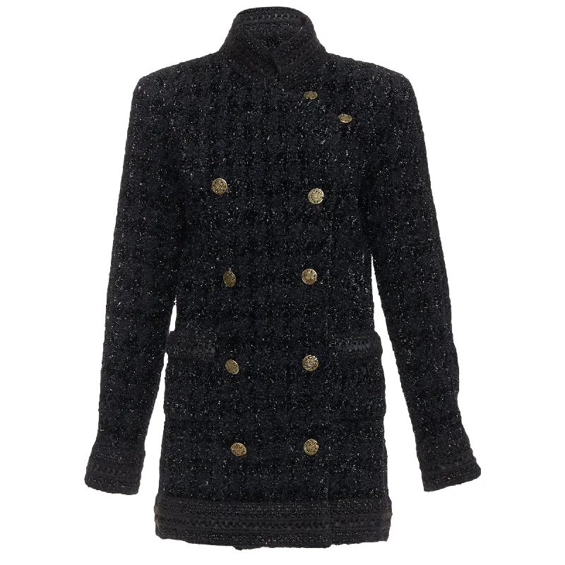 Super Sale Chanel Paris Shanghai metallic checked qipao coat