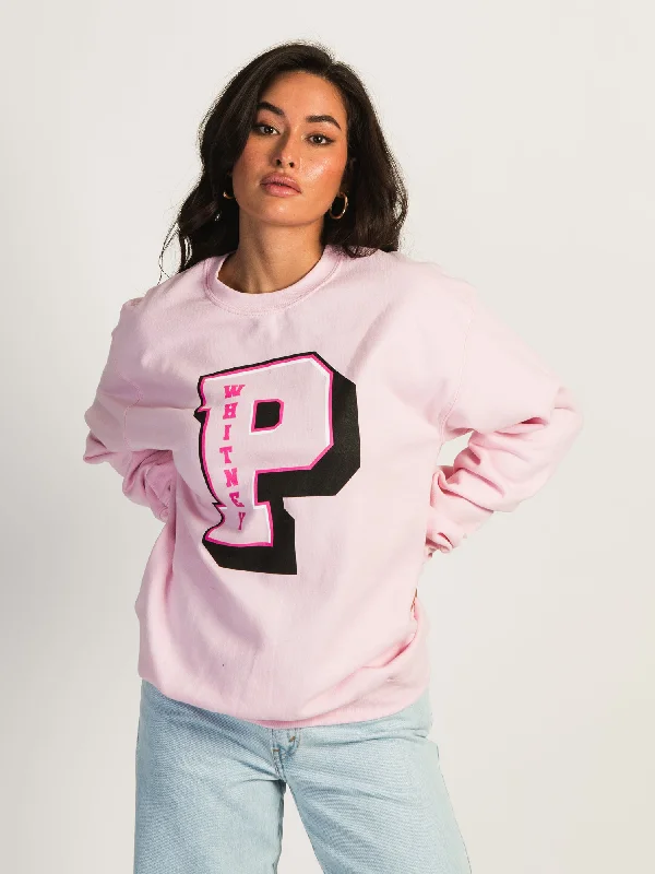 Savings Alert BARSTOOL SPORTS PINK WHITNEY VARSITY CREWNECK