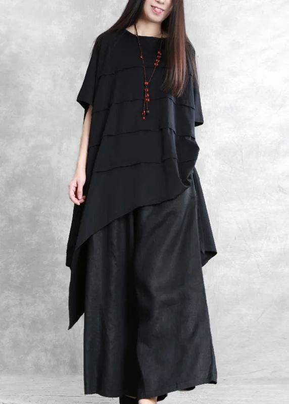 Great Bargains shift dressLoose irregular black two-piece personality tops wide-leg pants
