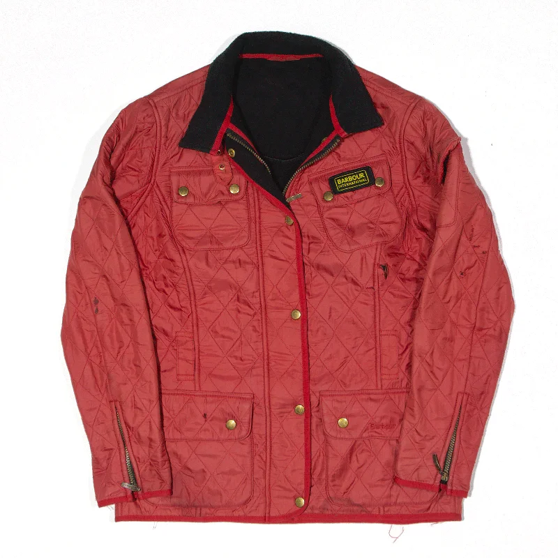 Weekend Flash Sale sporty jacketBARBOUR International Fleece Lined Quilted Jacket Red Womens UK 12