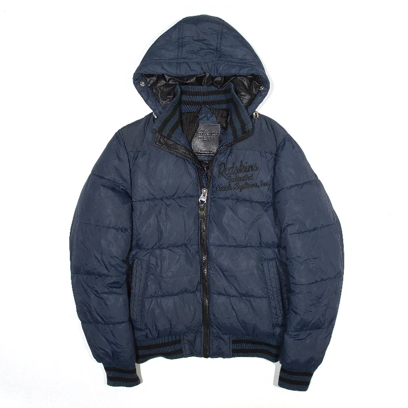 Price Buster fitted coatREDSKINS Bomber Style Jacket Blue Hooded Nylon Puffer Womens S
