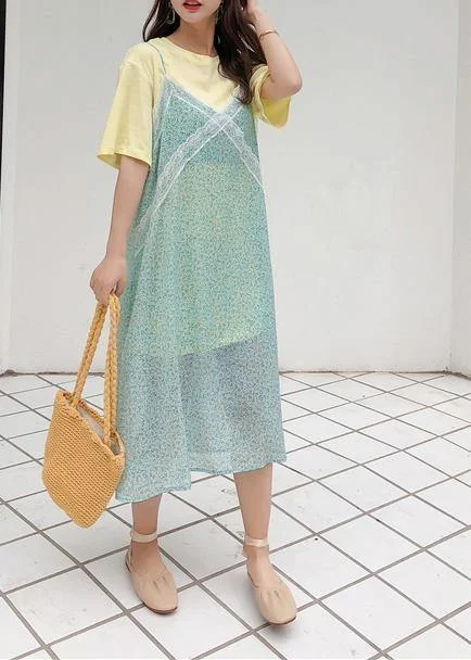 Incredible Offers casual dressModern sleeveless chiffon clothes Women Photography green Maxi Dress summer