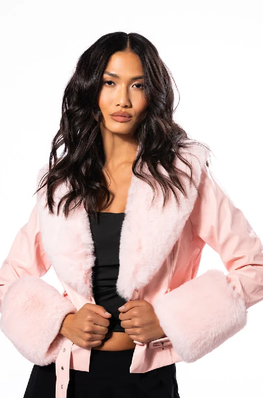 Blowout Sale insulated coatMADDIE Y2K BLACK FUR TRIM BLAZER
