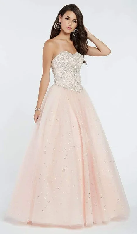 Early Bird Discount Alyce Paris - 60362 Strapless Beaded Lace Corset Top Tulle Gown - 1 pcs Blush In Size 000 Available