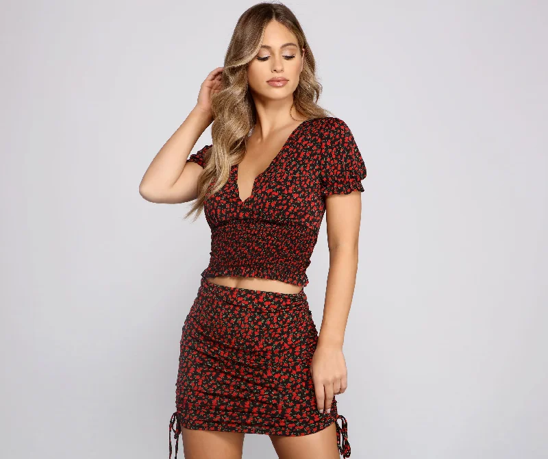 YEAR-End Clearance Rose Darling Ravishing Ruffled Smocked Top