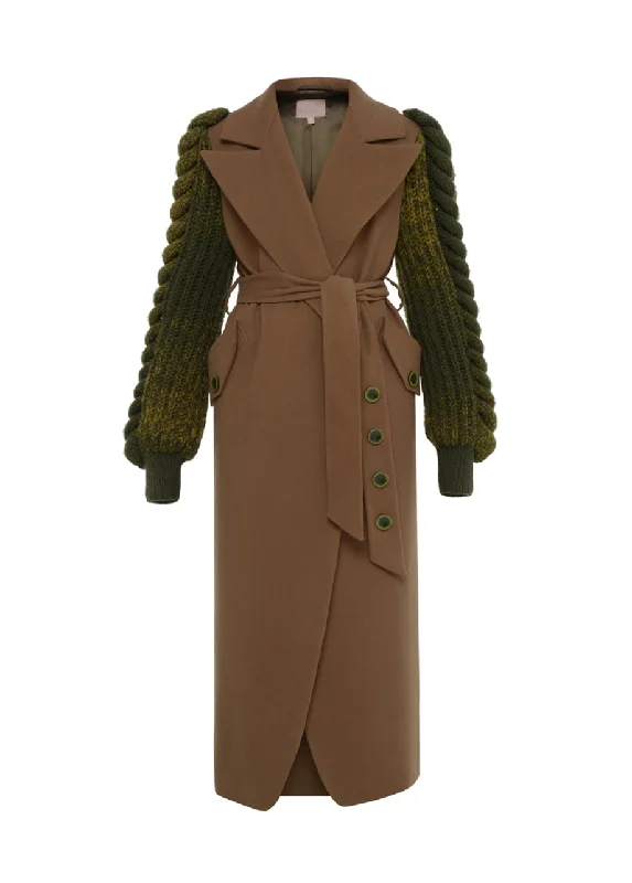 Act Now insulated trench coatCOAT WITH KNITTED SLEEVES
