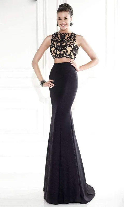TIME-Limited Offer Tarik Ediz - 92564 Embroidered Crop Top Two-Piece Gown