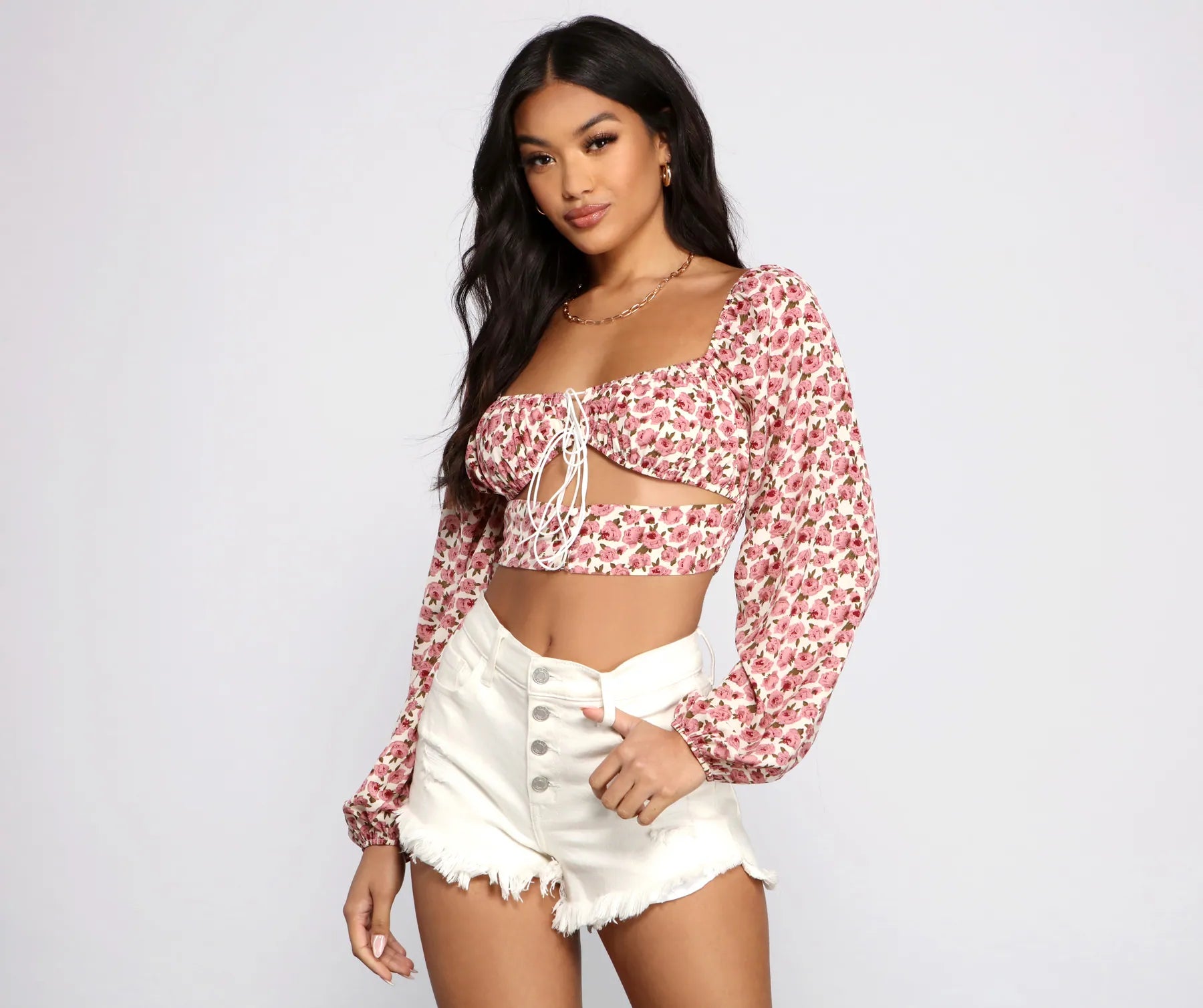Reduced Prices Sweetly Chic Tie Front Crop Top