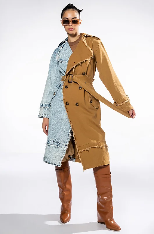 Deal Alert wool-blend coatHALF DENIM HALF TRENCH