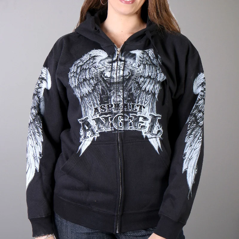 Steals and Deals Hot Leathers GLZ4009 'Asphalt Angel' Ladies Black Zipper Hoodie