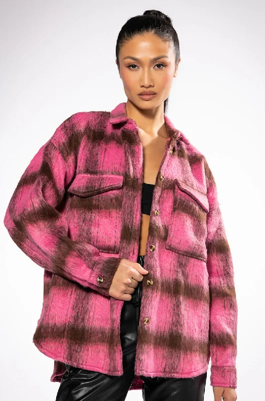 Super Sale windproof jacketON THE MOVE PLAID SHACKET