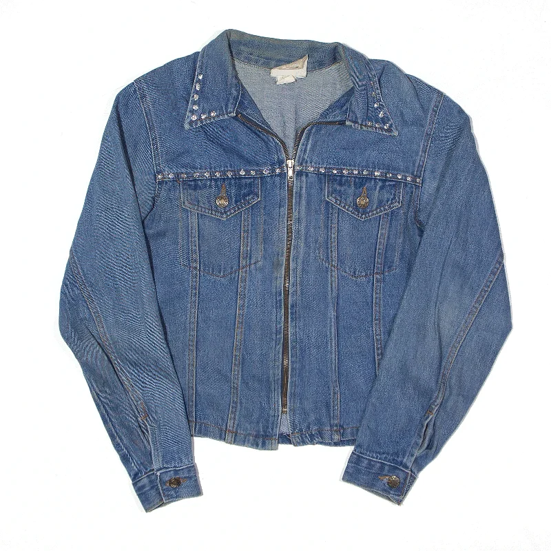 Best Bargains street style coatDESIGNS BY CHRISSY Embellished Glitter Y2K Jacket Blue Denim Womens S