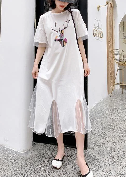 Price Rollback floral dressItalian white patchwork tulle cotton Tunics prints Traveling summer Dress