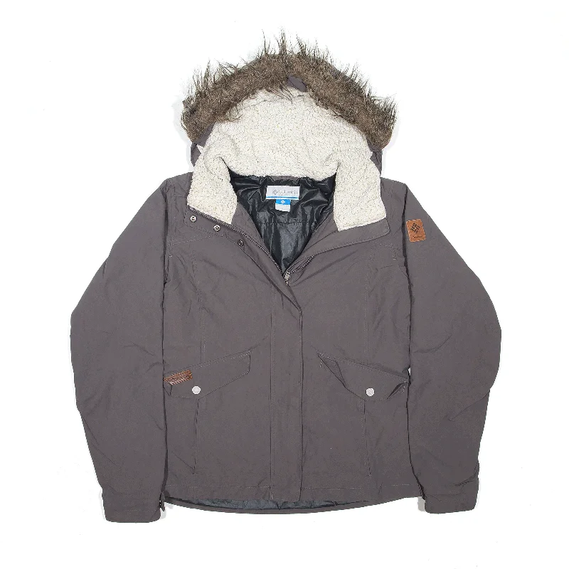 Early Access casual sports coatCOLUMBIA Faux Fur Trim Fleece Hood Parka Coat Grey Womens M
