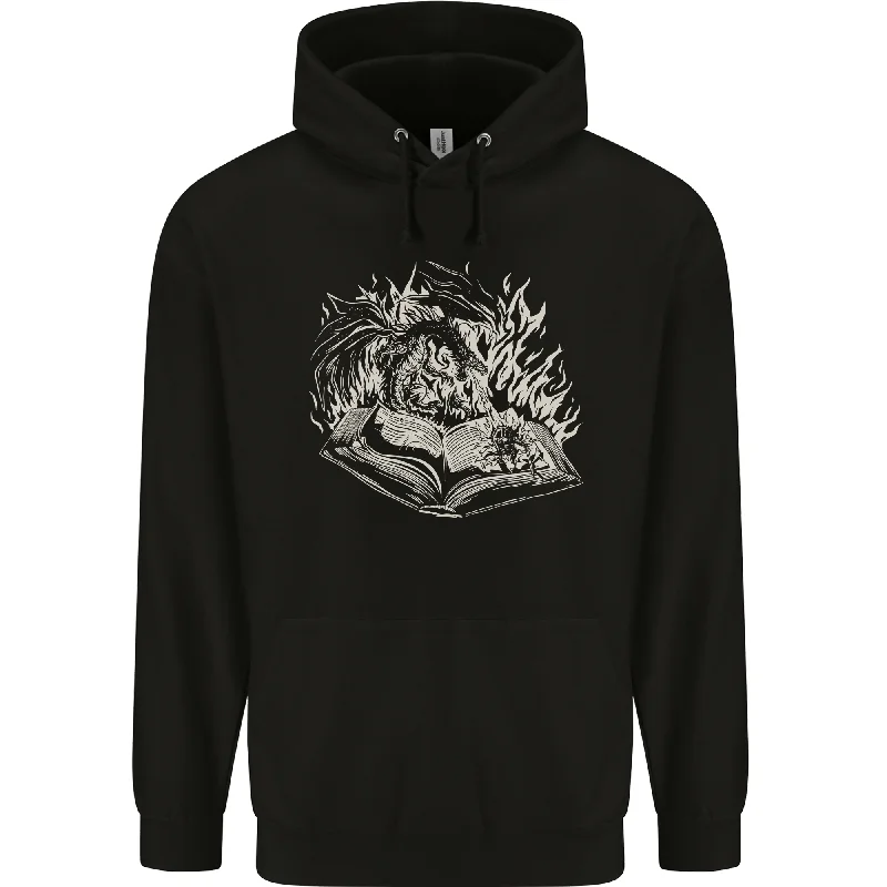 Today Only warm pullover hoodieA Dragon & Book Mens 80% Cotton Hoodie