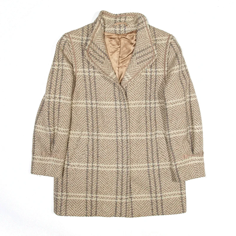 Discount Extravaganza insulated jacketCoat Beige 80s Check Wool Womens L