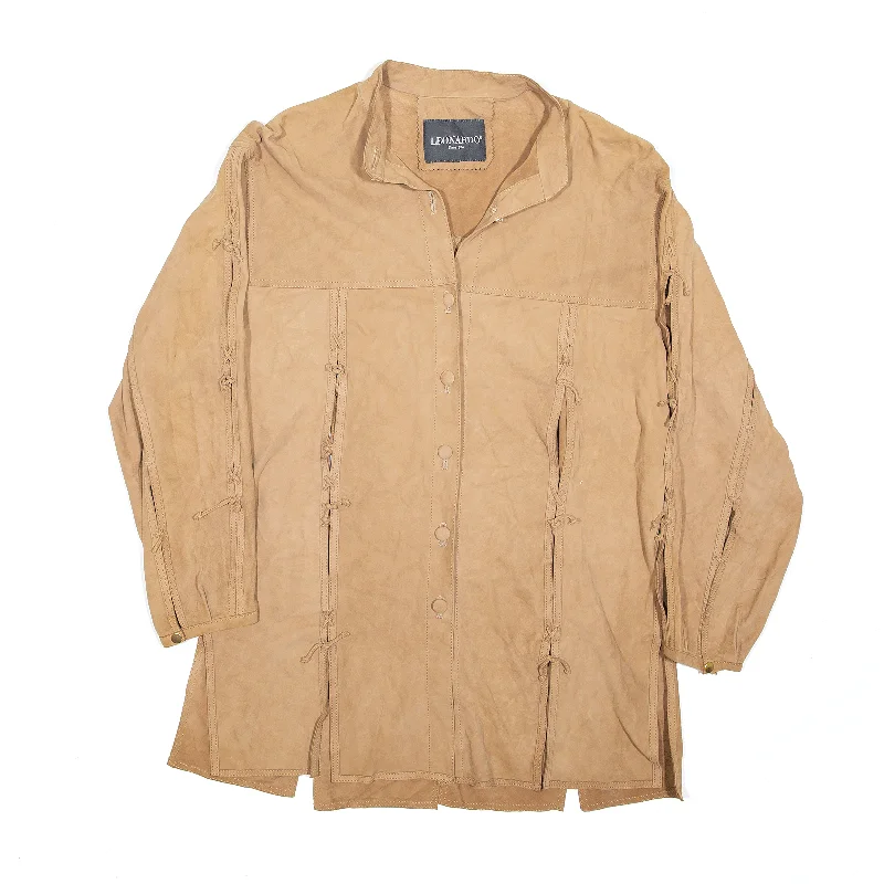 Early Access premium coatLEONARDO Since 1974 Jacket Beige Leather Suede Womens L