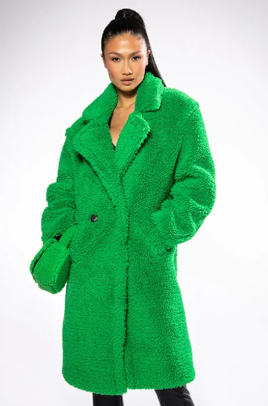 Take Advantage contemporary trench coatNAOMI LUXE WOOLISH TRENCH IN KELLY GREEN