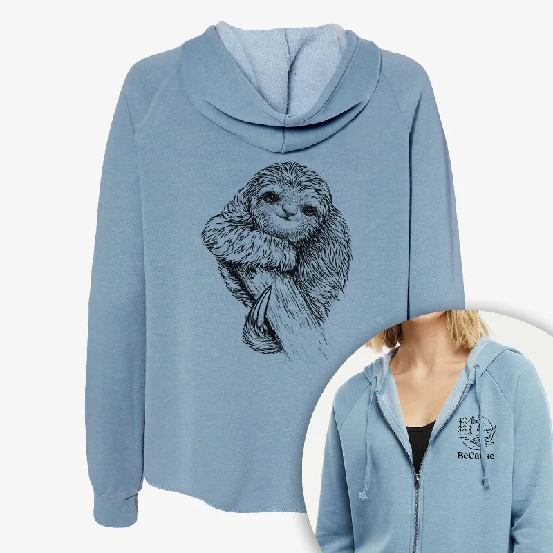 New Deals trendy gym wear hoodiePygmy Three-toed Sloth - Bradypus pygmaeus - Women's Cali Wave Zip-Up Sweatshirt