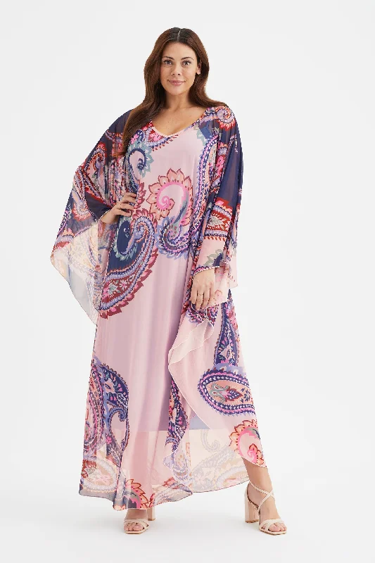 Discount Deals pleated maxi dressBlue Multi Maxi Kaftan Dress