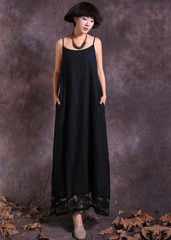 Today’s Special boho dressHandmade black linen outfit sleeveless  Maxi summer Dress