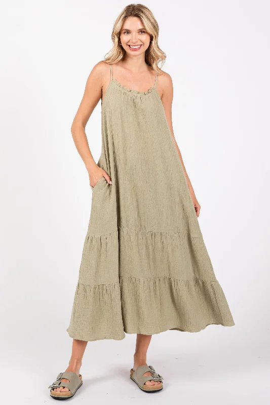 Big Discounts form-fitting dressOlive Tiered Hem Midi Dress