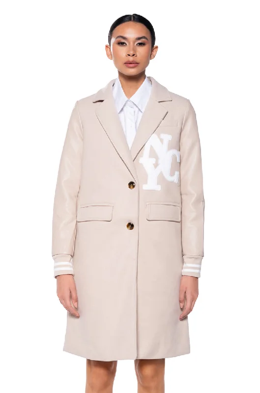 Clearance Items elegant coatBRENTWOOD VARSITY TRENCH JACKET IN IVORY