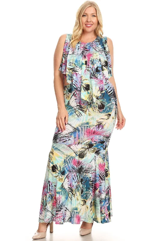 Super Sale Plus Size Handkerchief Crop Top & Maxi Skirt Set
