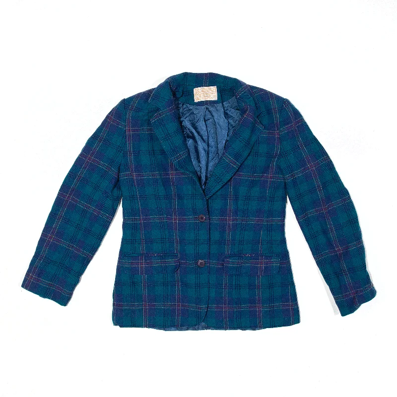 Unbeatable Prices sleek jacketPENDLETON Jacket Blue 70s Plaid Wool Blazer Womens XS