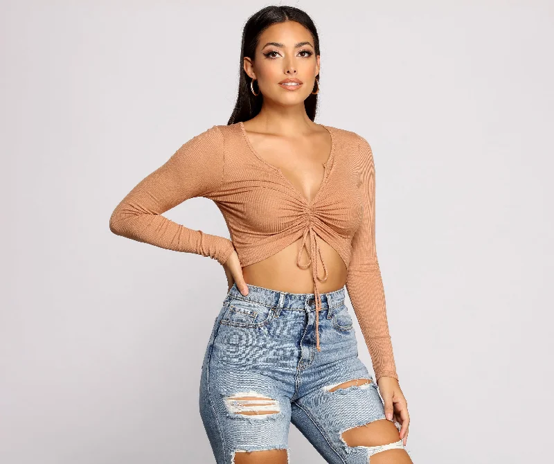 Crazy Savings Draw Me In Ribbed Crop Top