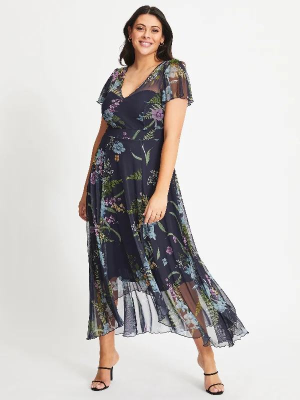 Special Promotion vintage dressTilly Midnight Green Print Angel Sleeve Sweetheart Dress