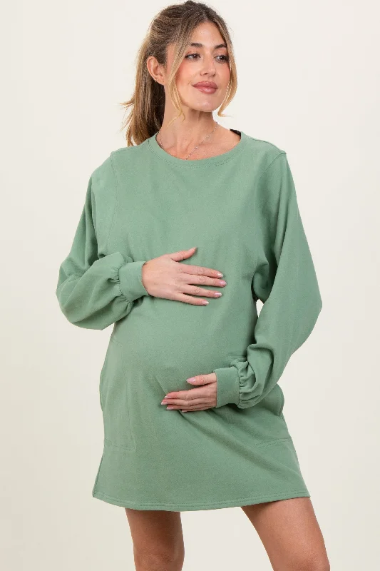 Massive Deals office dressLight Olive Ultra Soft Maternity Sweatshirt Dress