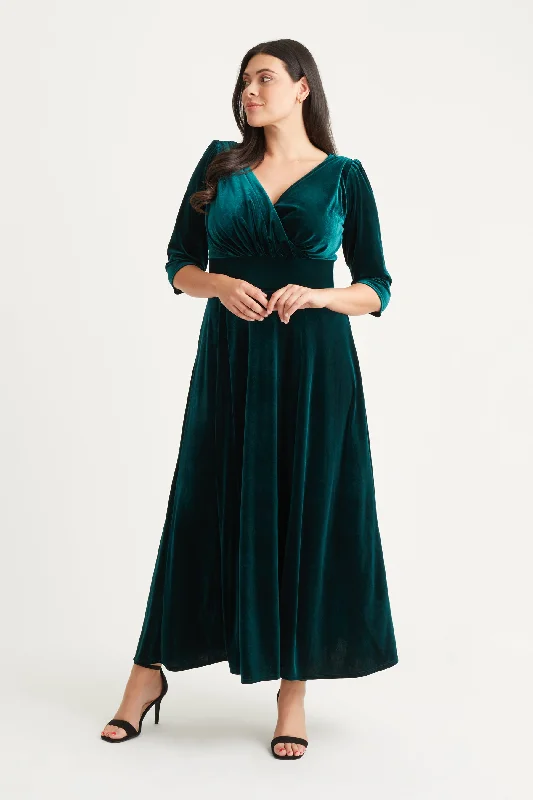 Super Bargain comfy maxi dressVerity Velvet Dark Green Maxi Gown
