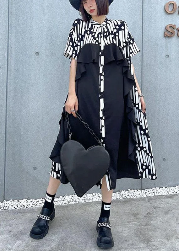 Buy More, Save More fitted dressBohemian Ruffles Patchwork Button Down Ankle Dress