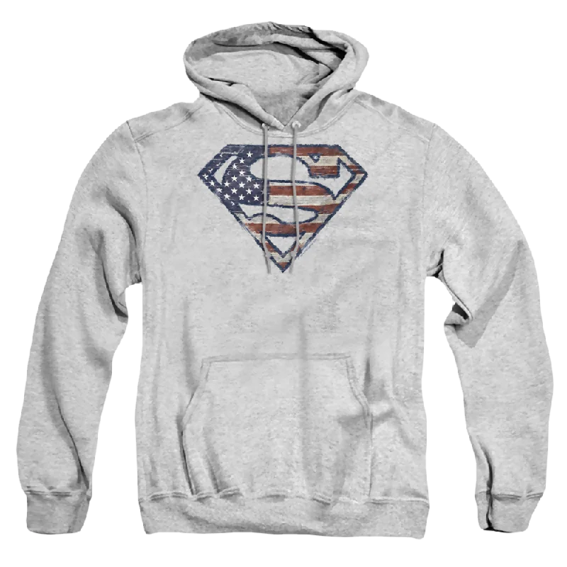 Deep Discounts cozy hoodie for cold weatherSuperman Wartorn Flag - Pullover Hoodie