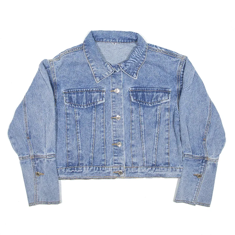 Sneak Peek Sale fashion coat with hoodSHIEN Jacket Blue Denim Womens M
