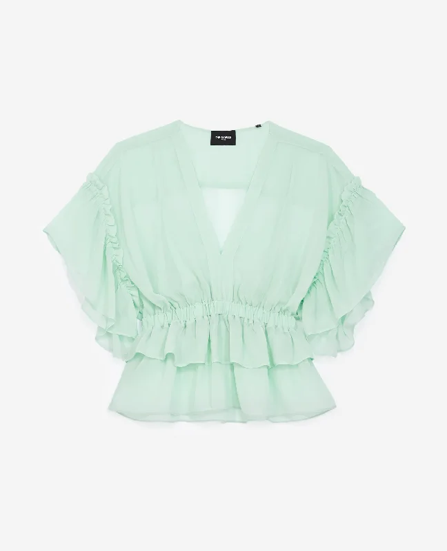 The Best Prices Flowing Green Top With Frills | Women | Mint