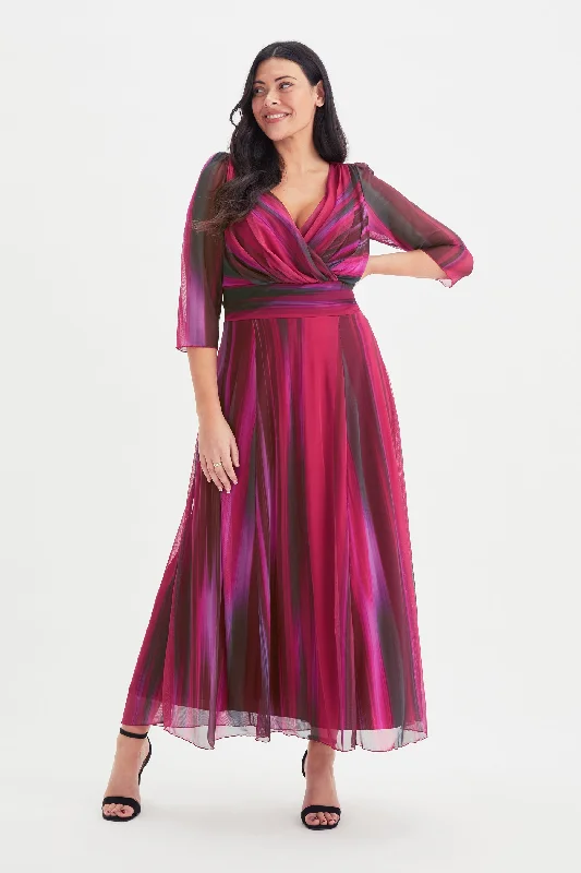 Referral Discount elegant shift dressVerity Wine Ikat Print Maxi Gown