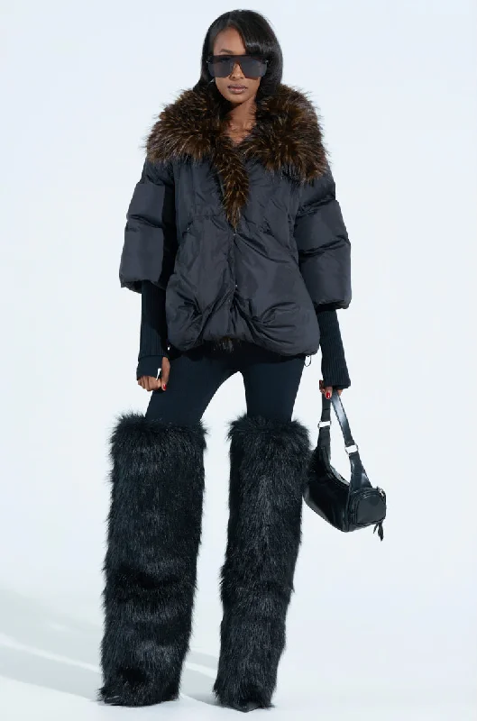 Year-End Clearance comfortable winter coatFIRESIDE FUR TRIM PUFFER