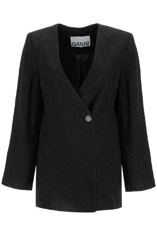 Price Rollback Ganni Women's "Boxy Crepe Stretch Bl