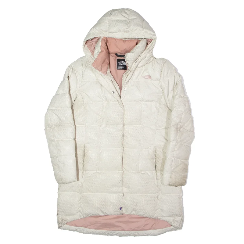 Today Only fitted trench coatTHE NORTH FACE Down Insulated 550 Coat Cream Hooded Puffer Womens L