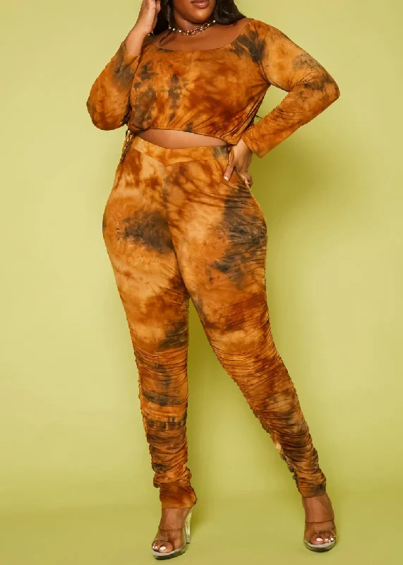 Price Meltdown Hi Curvy  Plus Size Women Tie Dye Crop Top & Legging Set