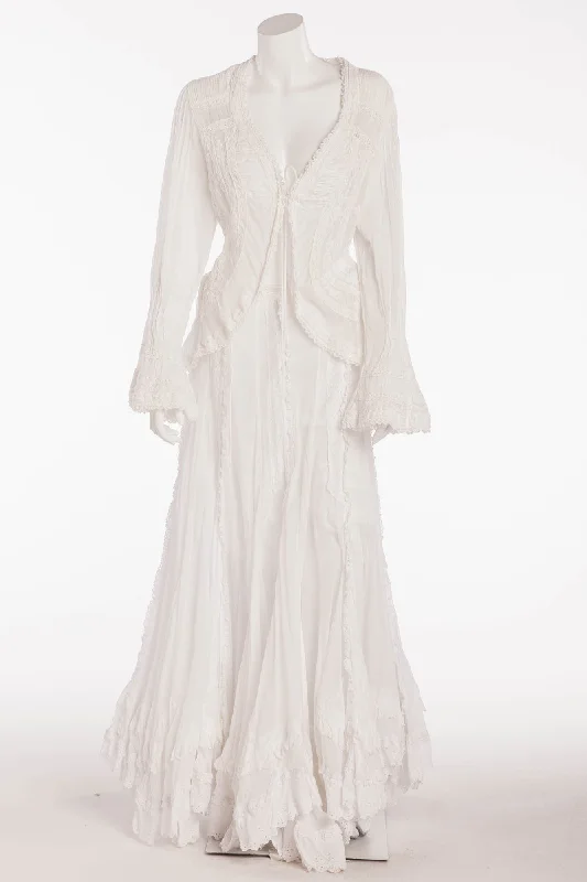 Limited Time Ibiza - 2PC White Long Sleeve Knitted Top & Skirt