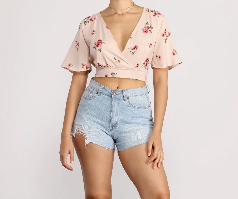 New Markdowns Sunny Side Floral Crop Top