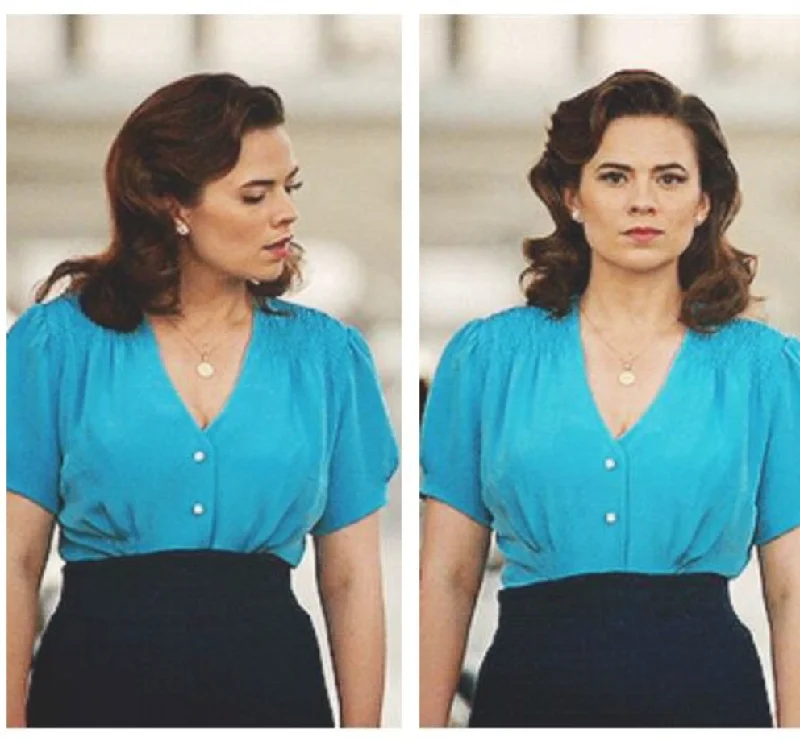 Great Deals Agent carter blouse blue top - Peggy Carter inspired