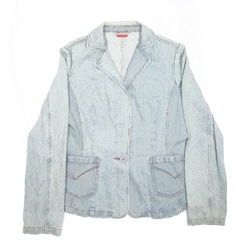 Final Clearance sleek jacketELLE Y2K Jacket Blue Denim Blazer Womens L