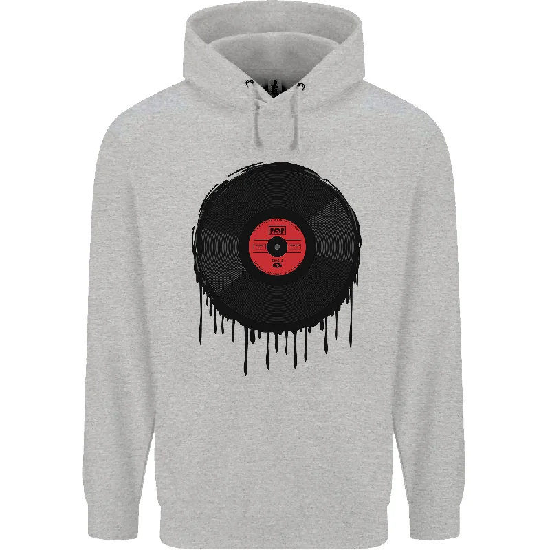 Seasonal Clearance soft sports hoodieA Dripping Vinyl Record Turntable Decks DJ Mens 80% Cotton Hoodie